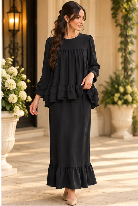 Camille Ruffle Shirt & Skirt Set