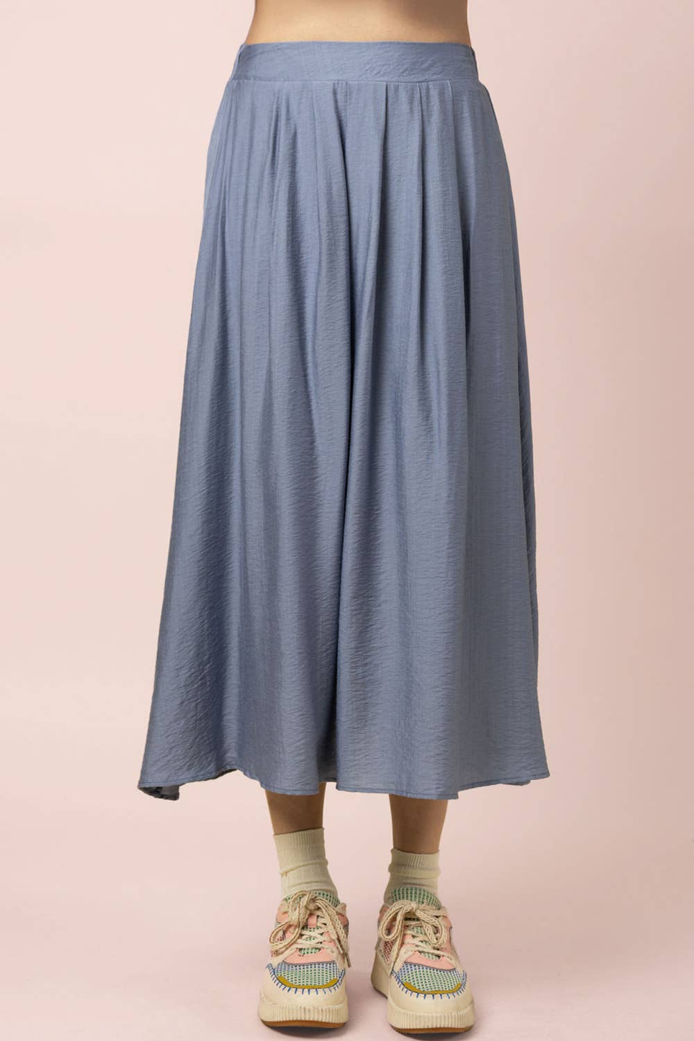 Pleated Bubble Blouse Top & Midi Skirt Set