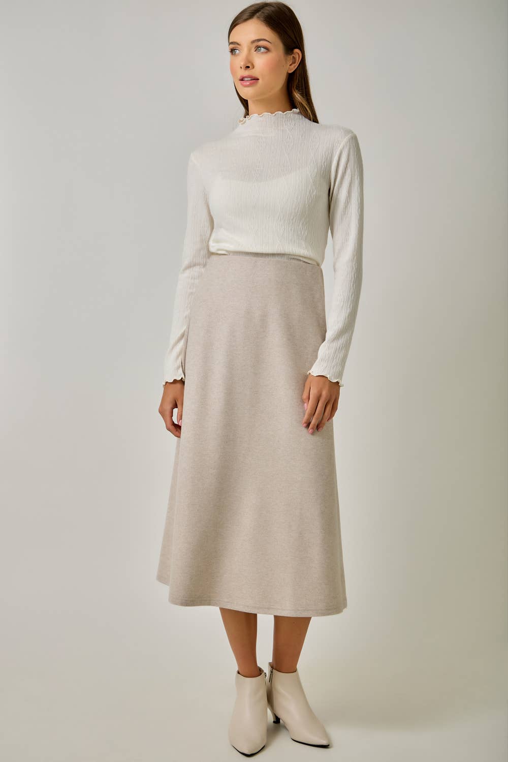 61584 Cable Knit Mock Neck Top