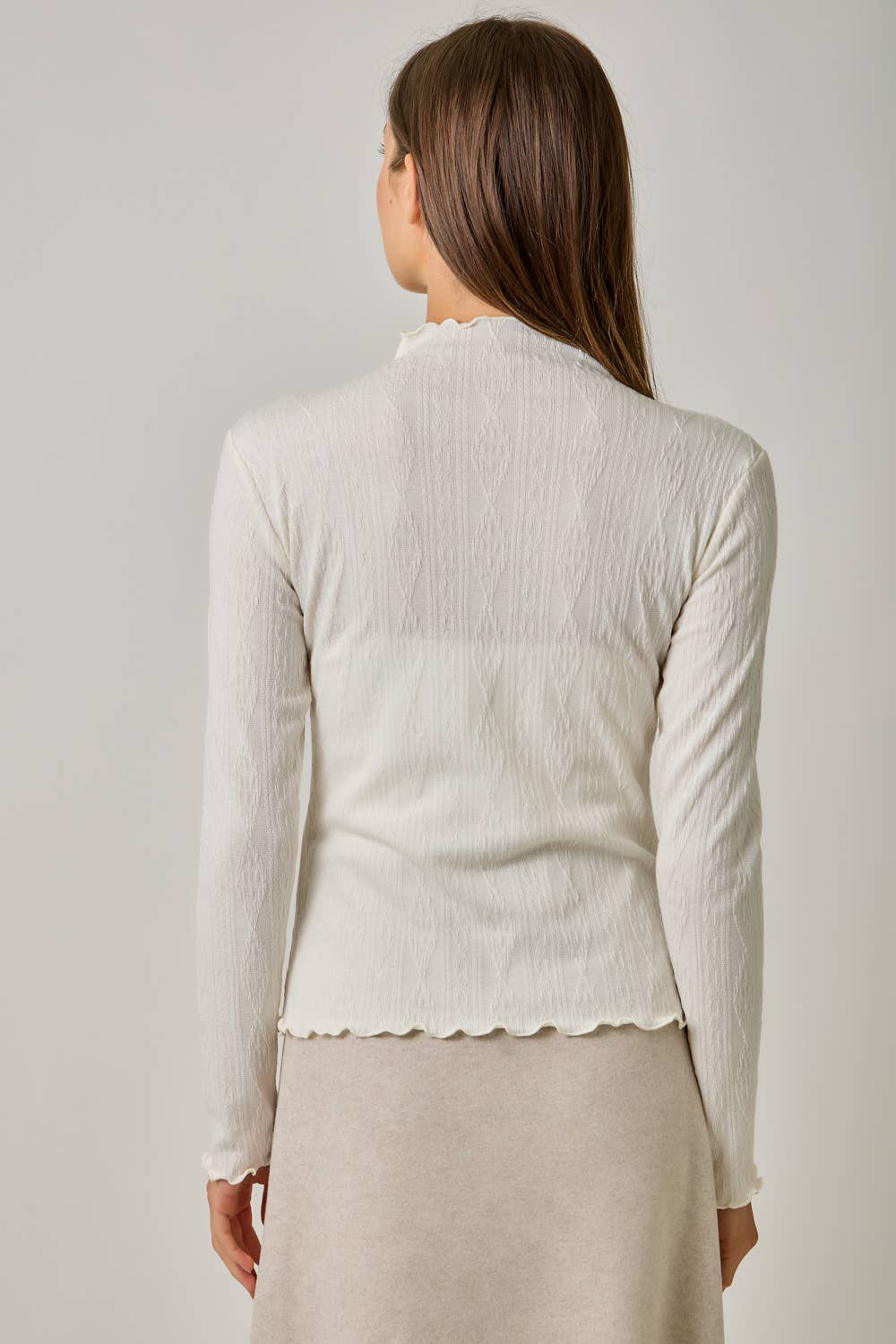 61584 Cable Knit Mock Neck Top