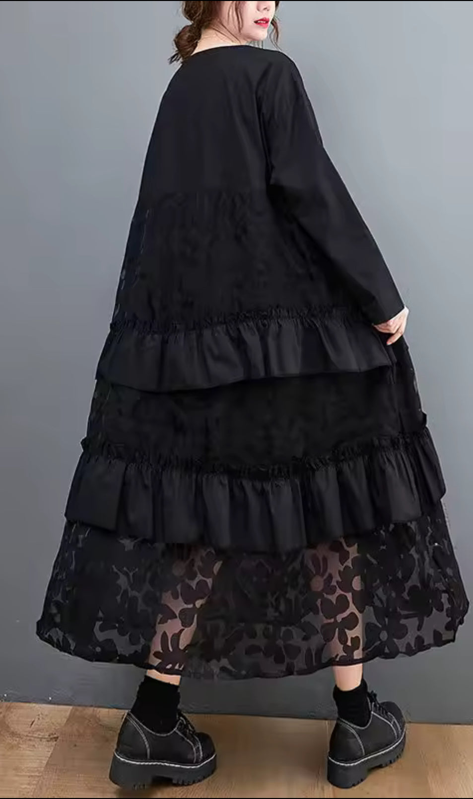 Flora Black Ruffle Dress