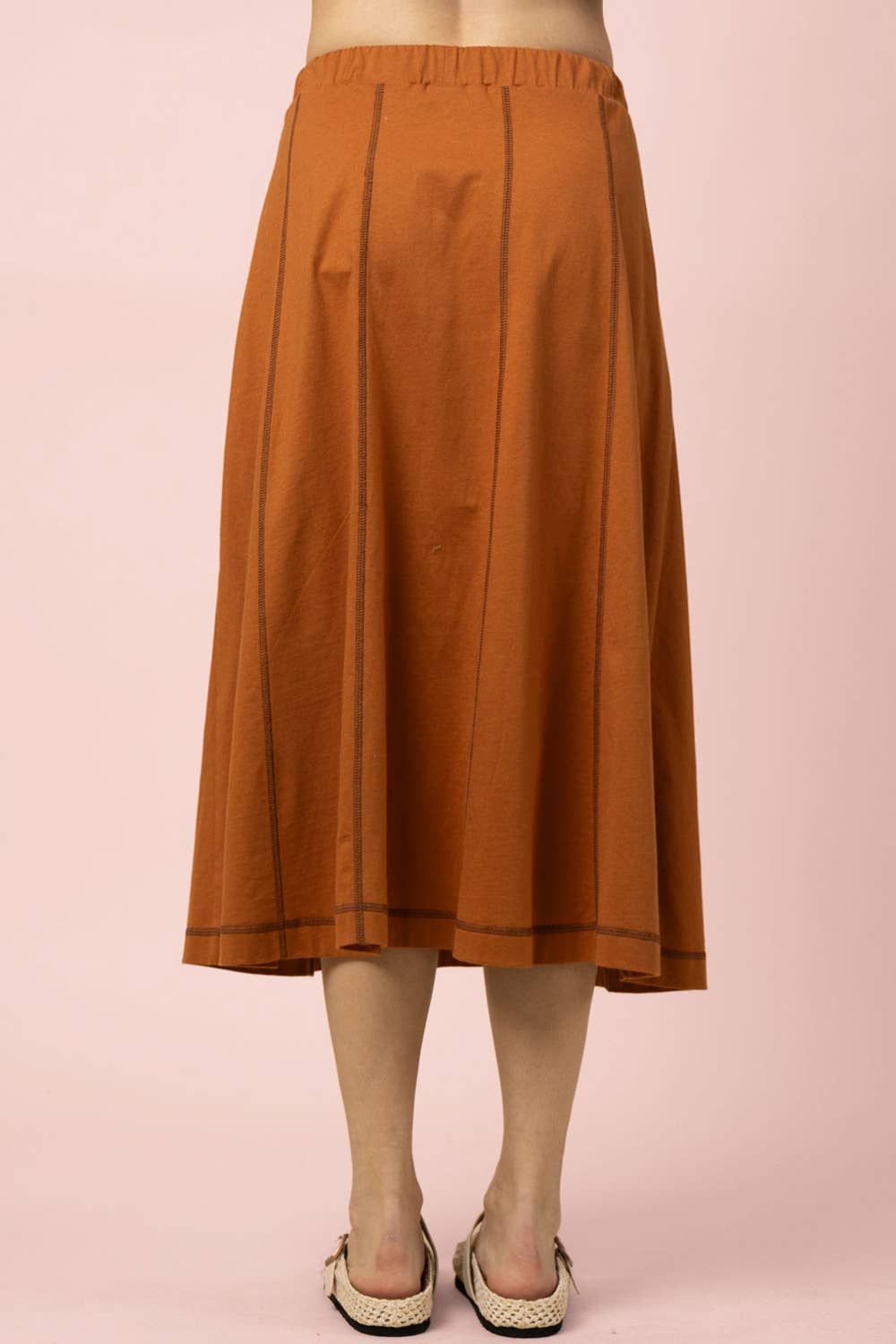 NS50213-Stitch Detail Casual Knit Midi Skirt