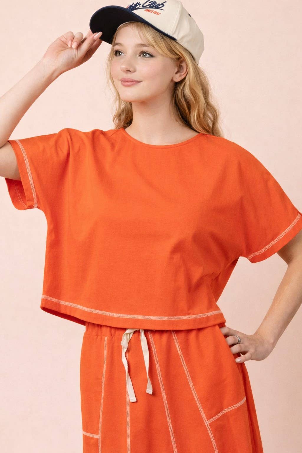 NT12673-Stitch Detail Casual Knit Top