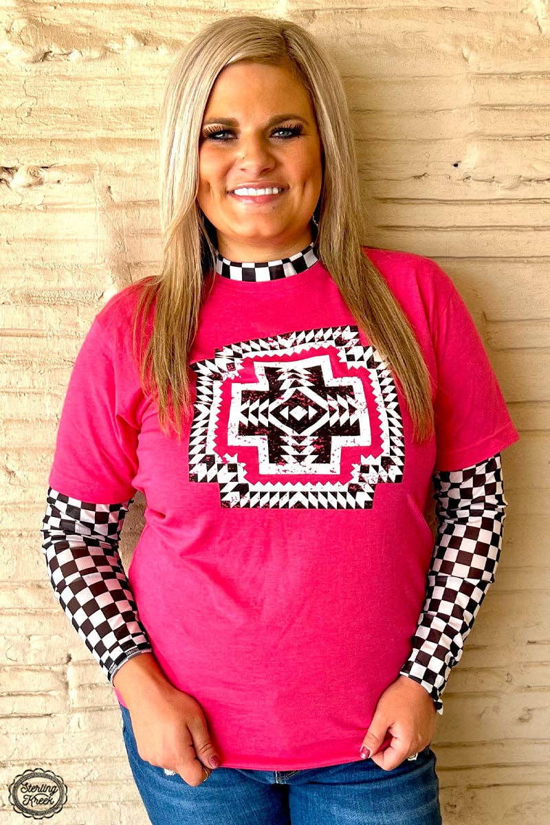 Black & White Checkered Mesh Top