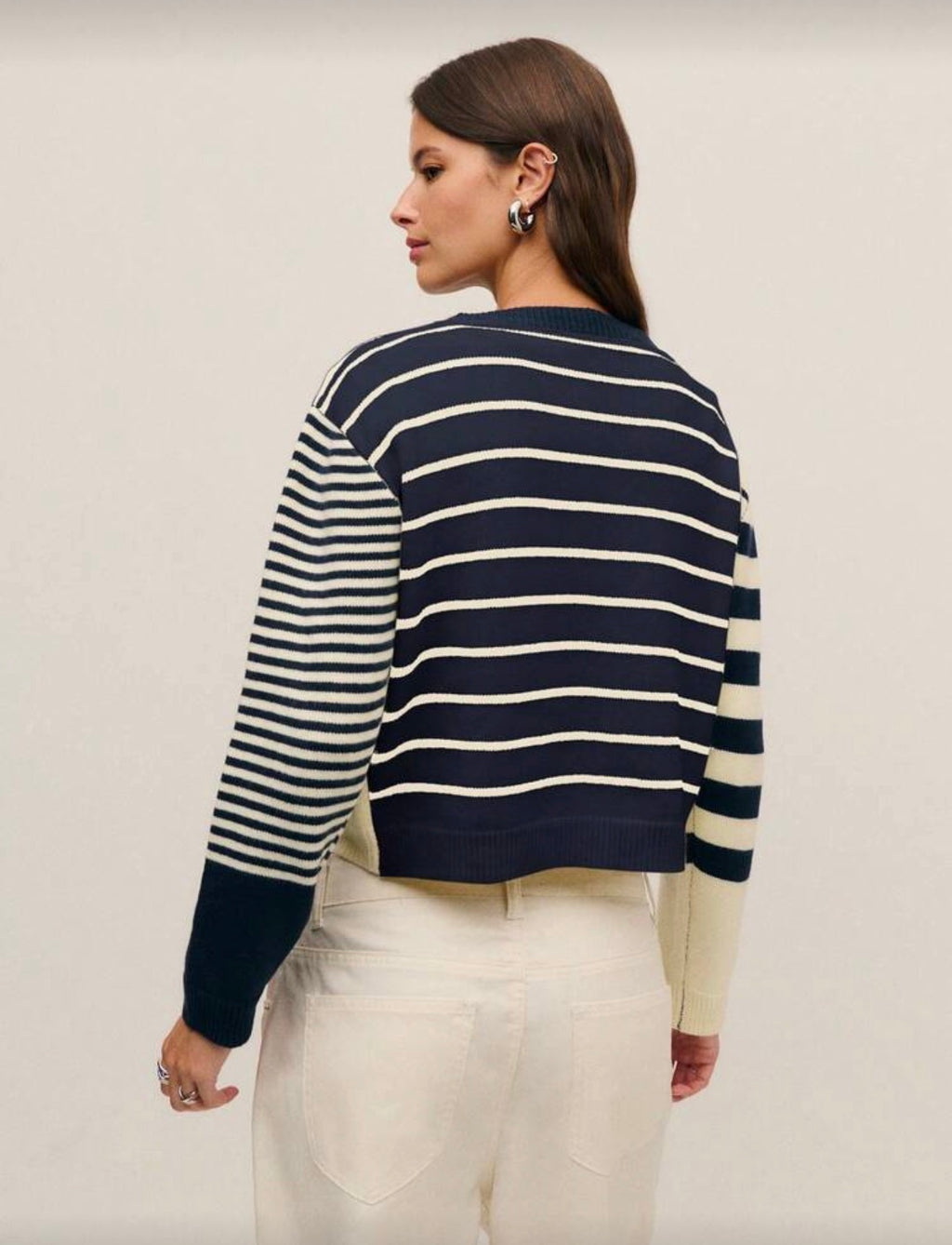 Striped Navy Cropped Sweater
