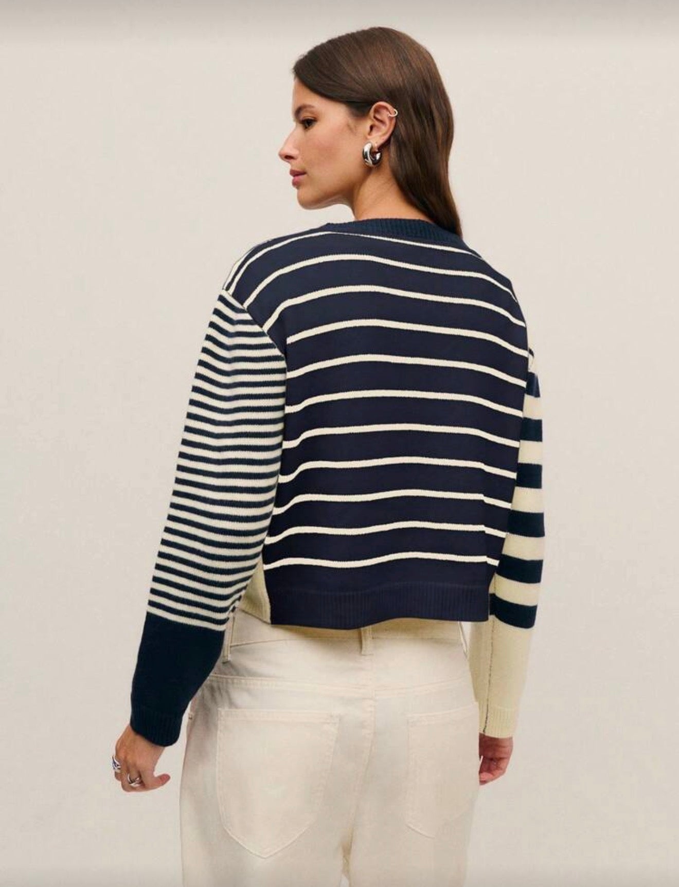 Striped Navy Cropped Sweater