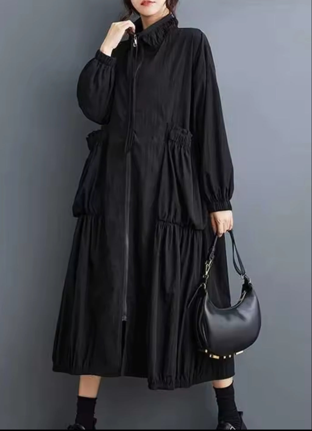 Clara Black Zip Up Dress ￼
