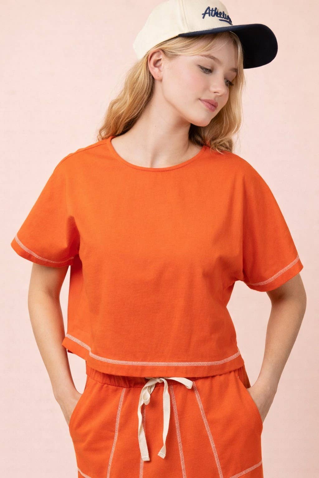 NT12673-Stitch Detail Casual Knit Top