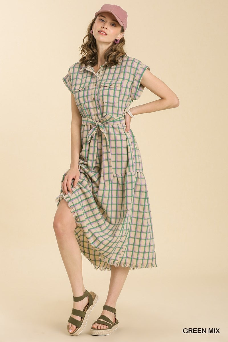 Meadow Check Midi Dress