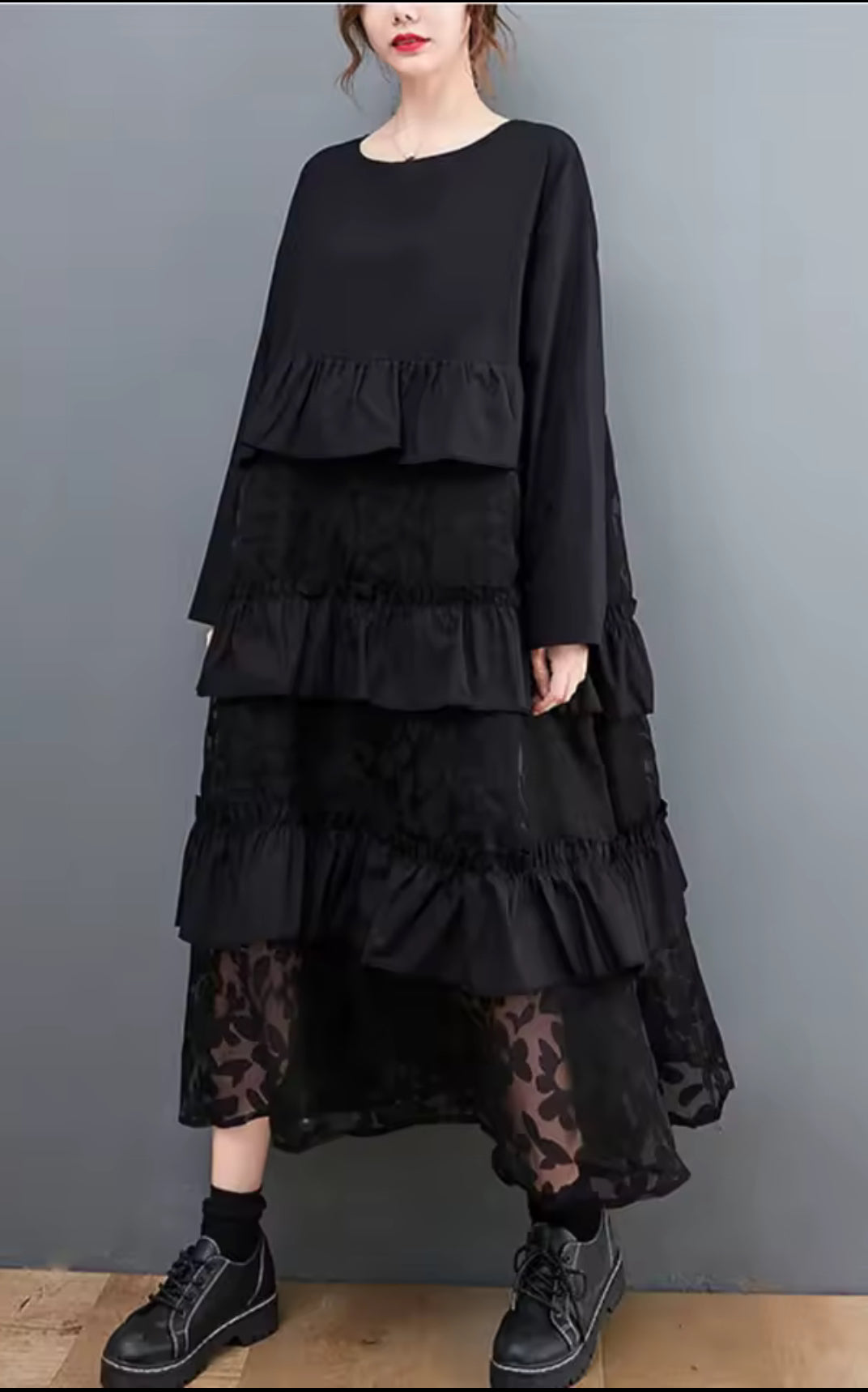 Flora Black Ruffle Dress