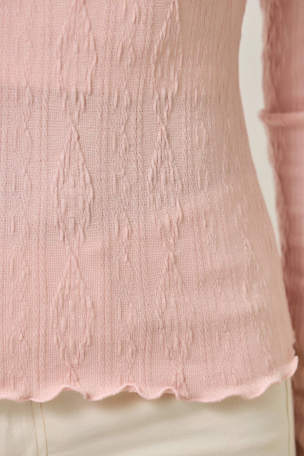 61584 Cable Knit Mock Neck Top