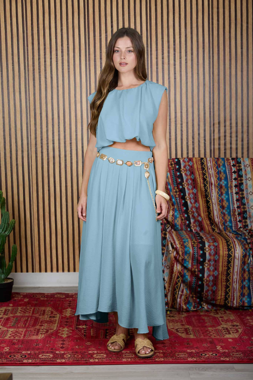 BOX PLEATED MIDI SKIRT