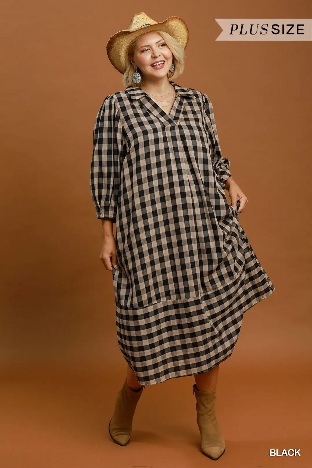 Brooklyn Checkered Midi Dress