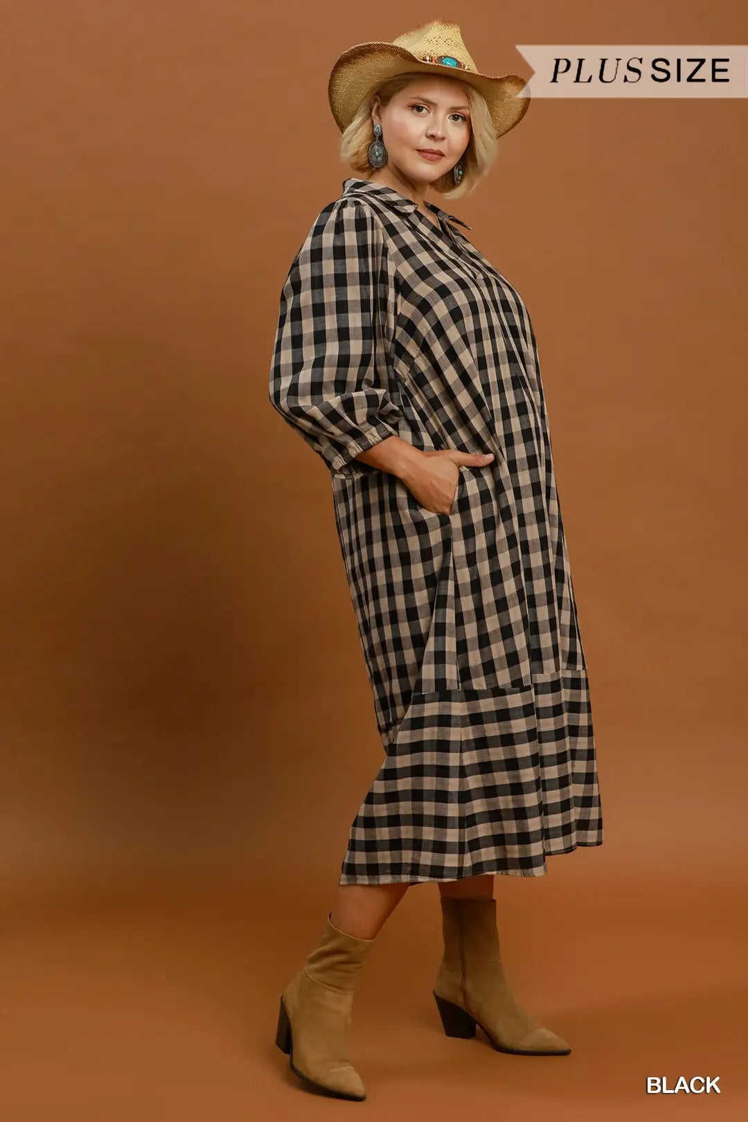 Brooklyn Checkered Midi Dress