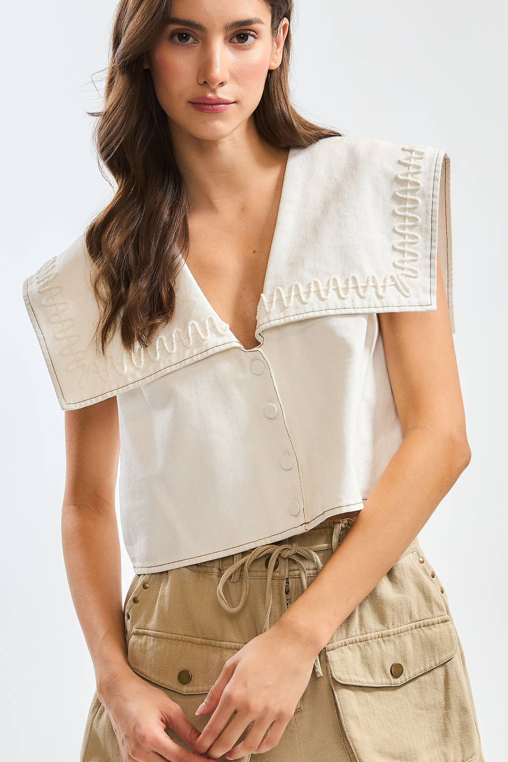 Rylie Embroidered Sailor Collar