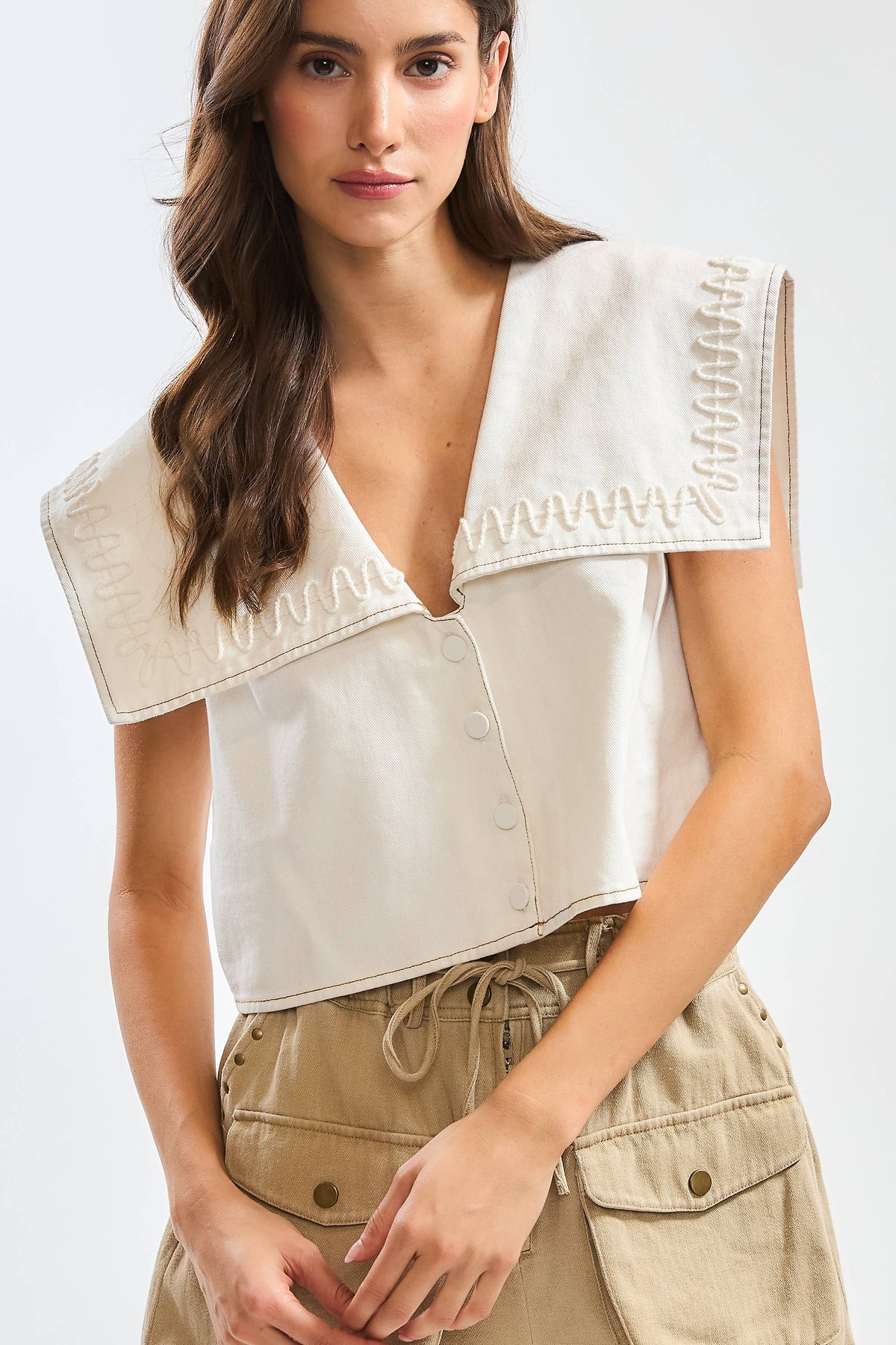Rylie Embroidered Sailor Collar