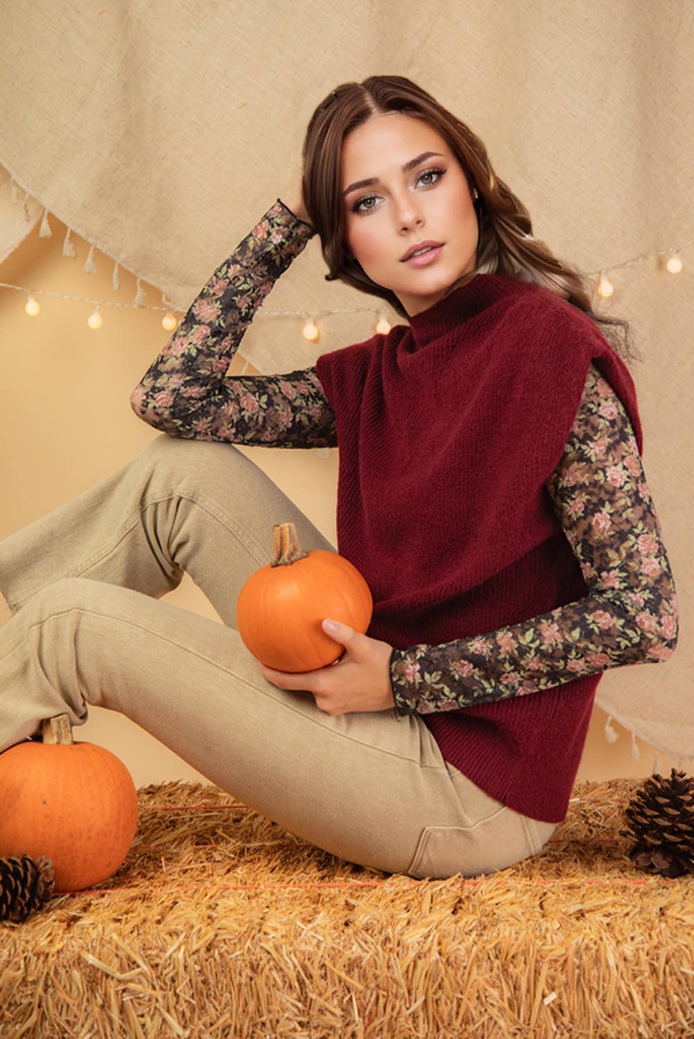 12W3391N-Soft Knit Sweater Vest Top