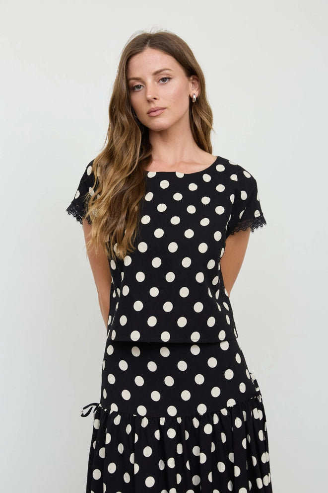 Polka Dot Shirt & Skirt Set
