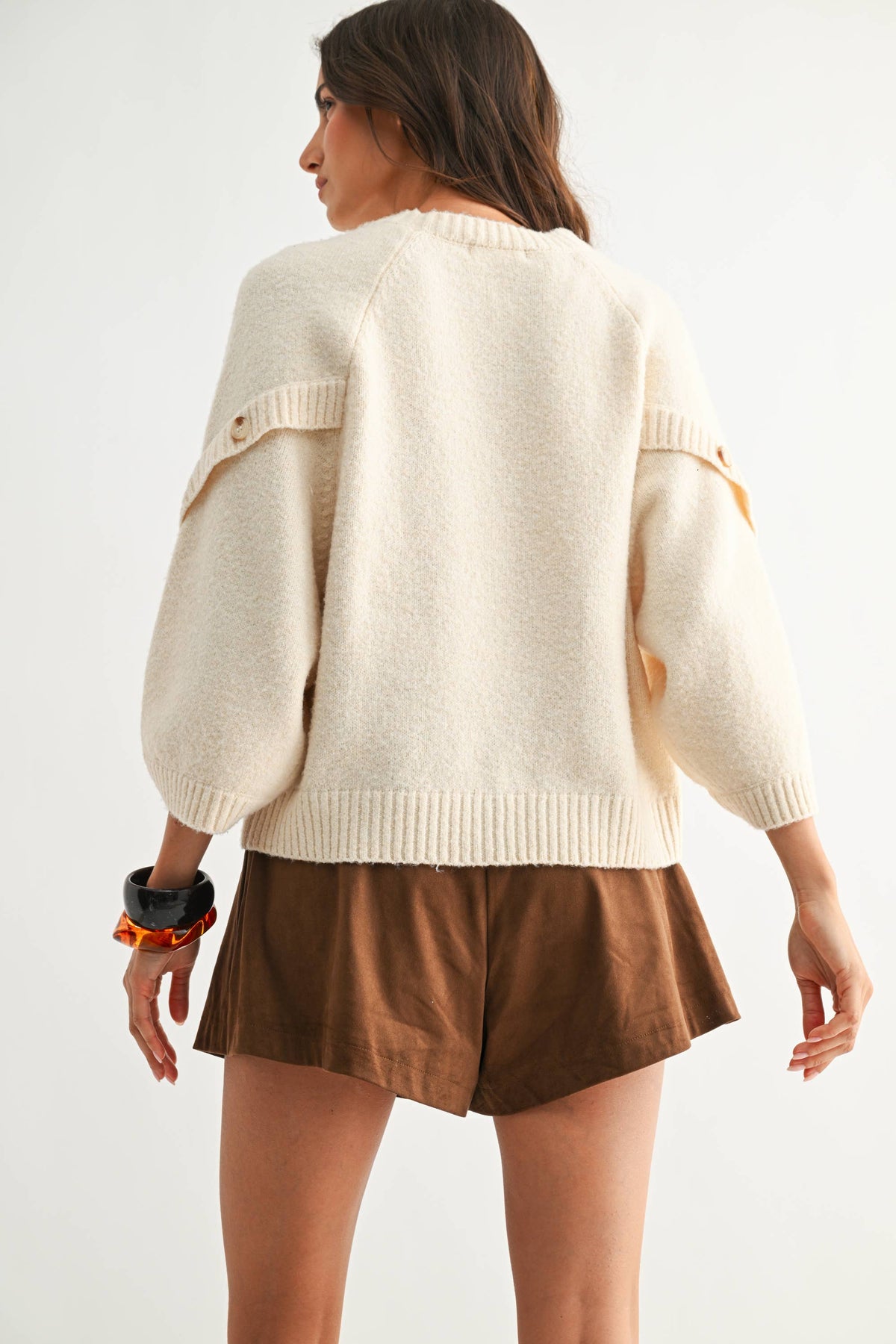 Cleo Button Sleeve Knit Pullover