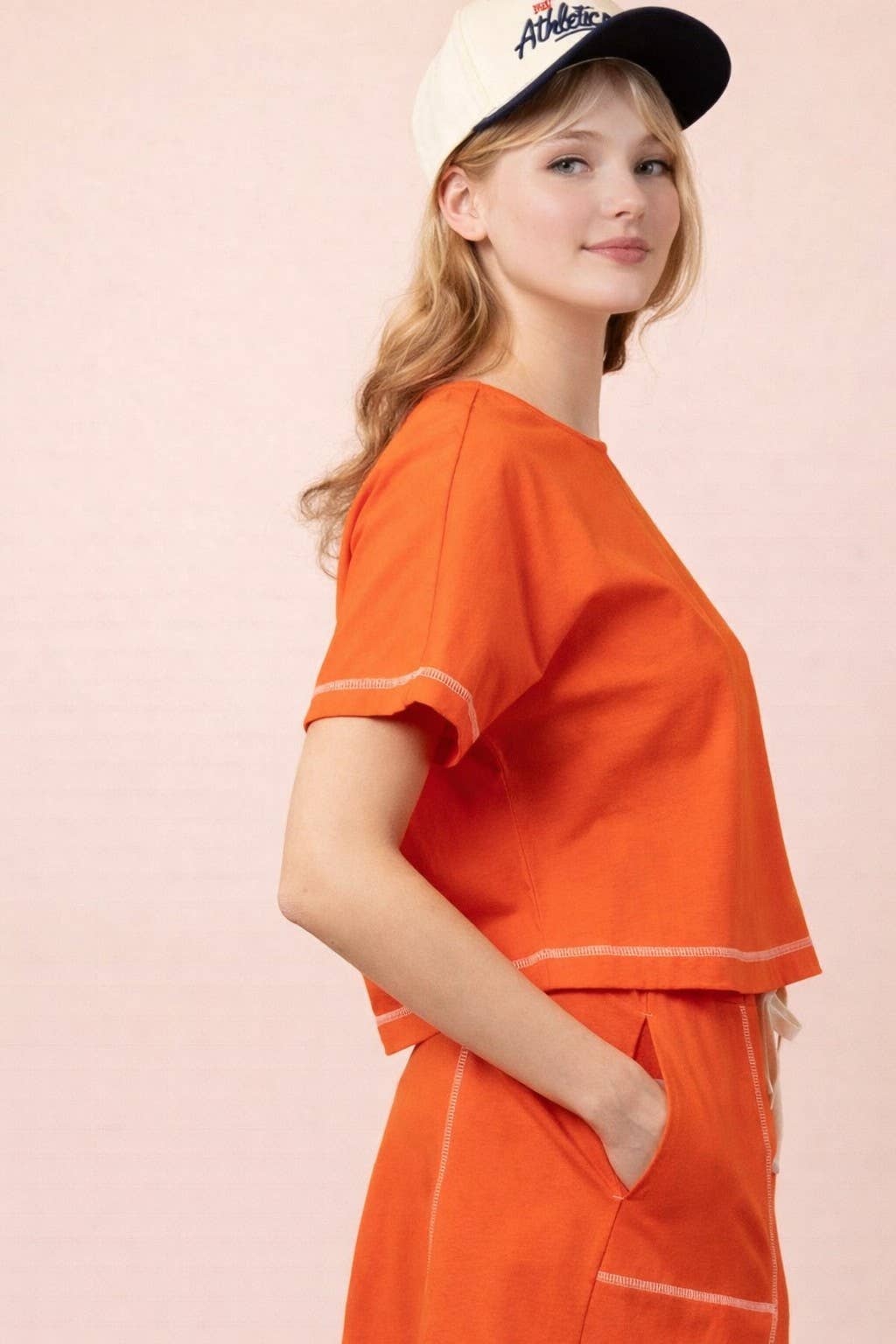 NT12673-Stitch Detail Casual Knit Top