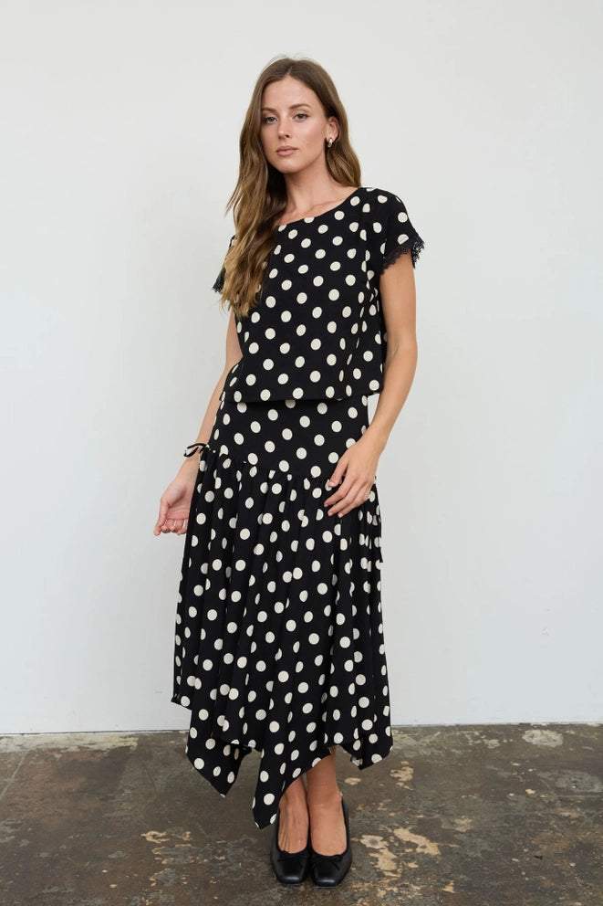 Polka Dot Shirt & Skirt Set