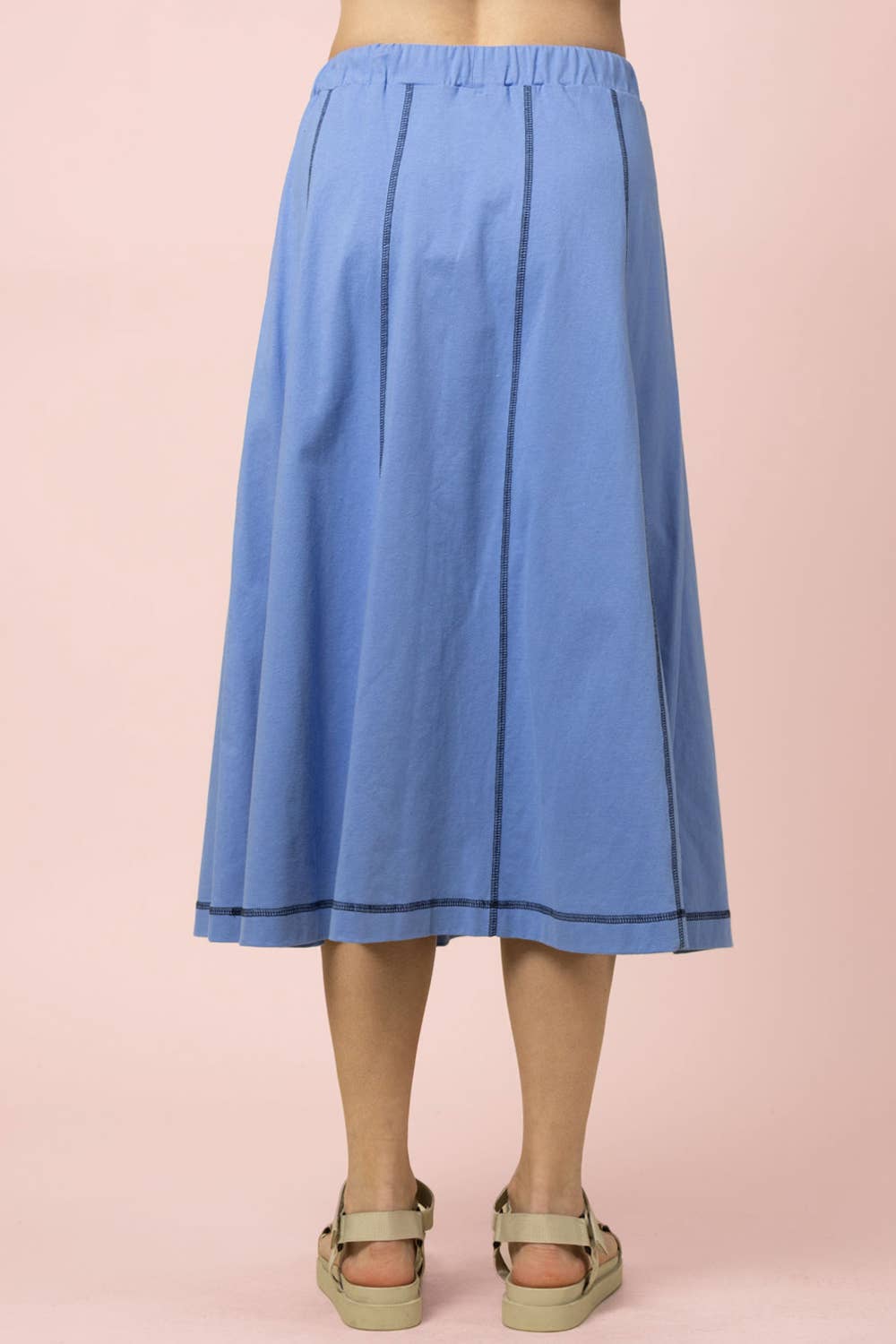 NS50213-Stitch Detail Casual Knit Midi Skirt