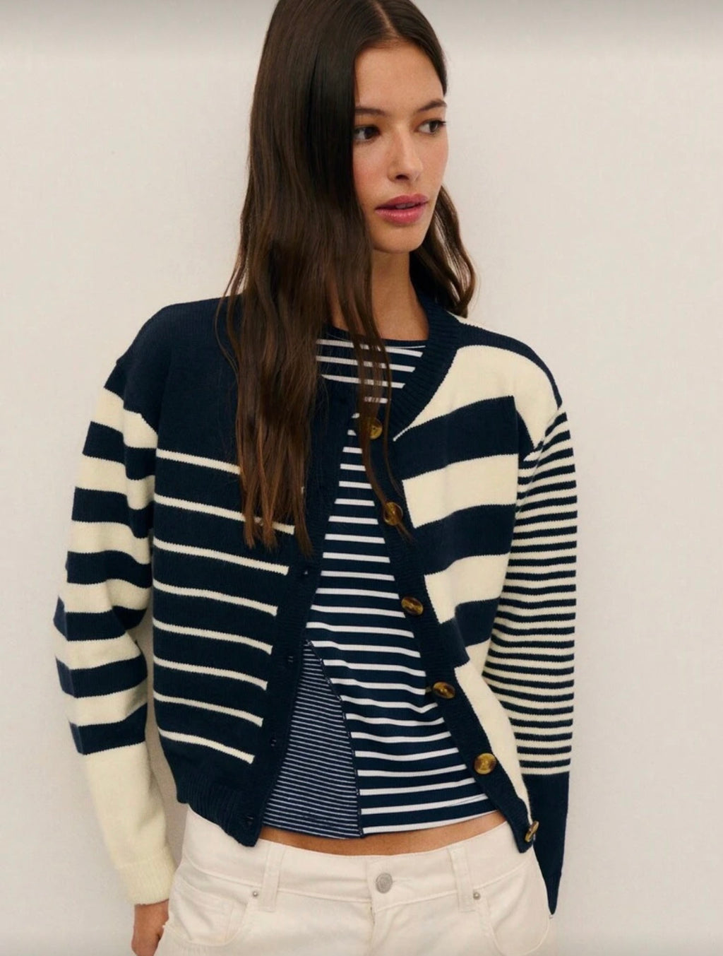 Striped Navy Cropped Sweater