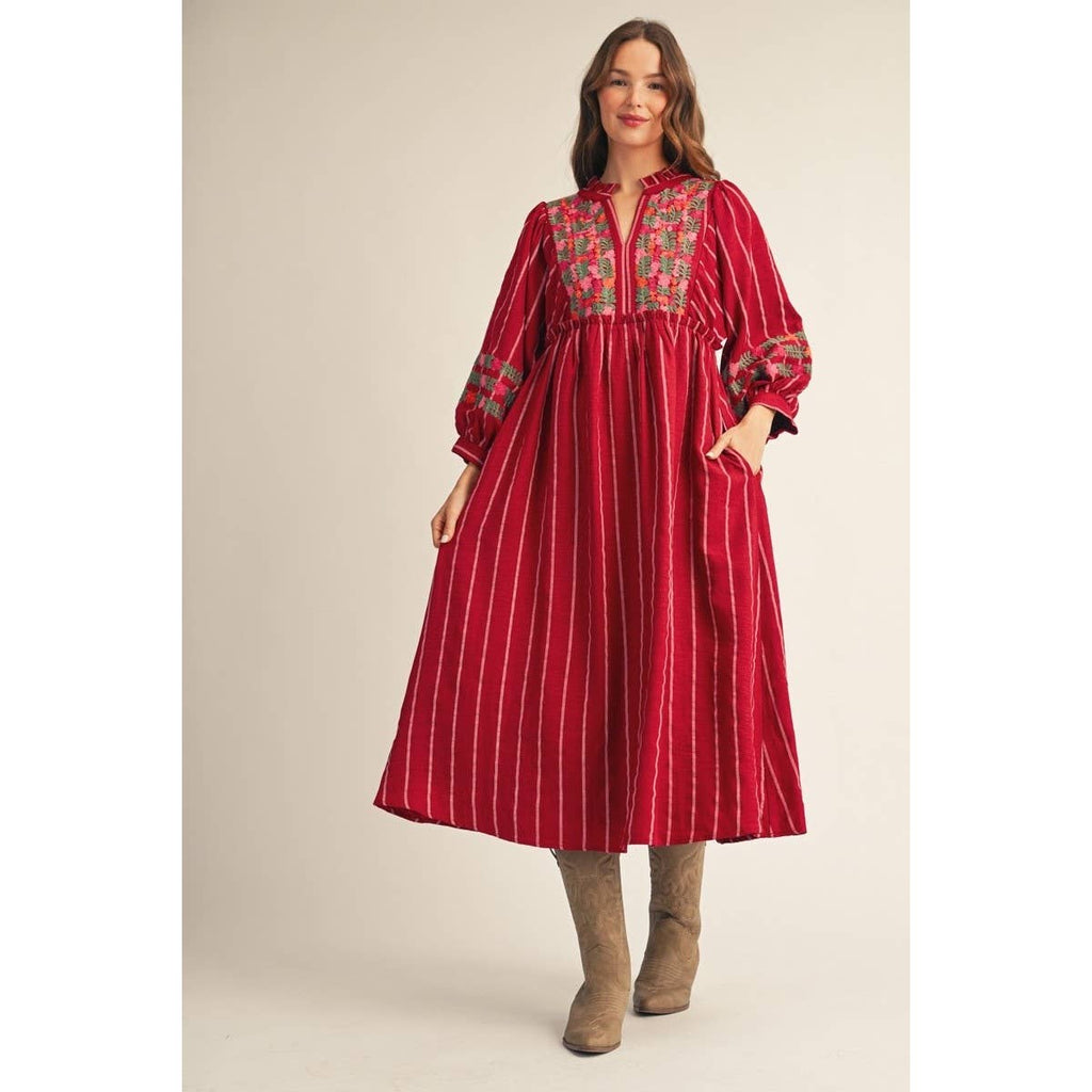Belle Embroidered Midi Dress