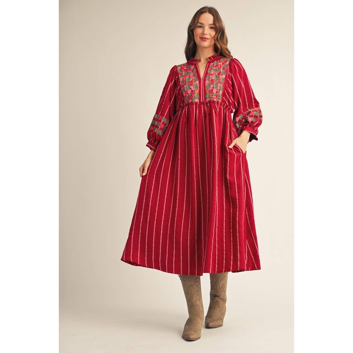 Belle Embroidered Midi Dress