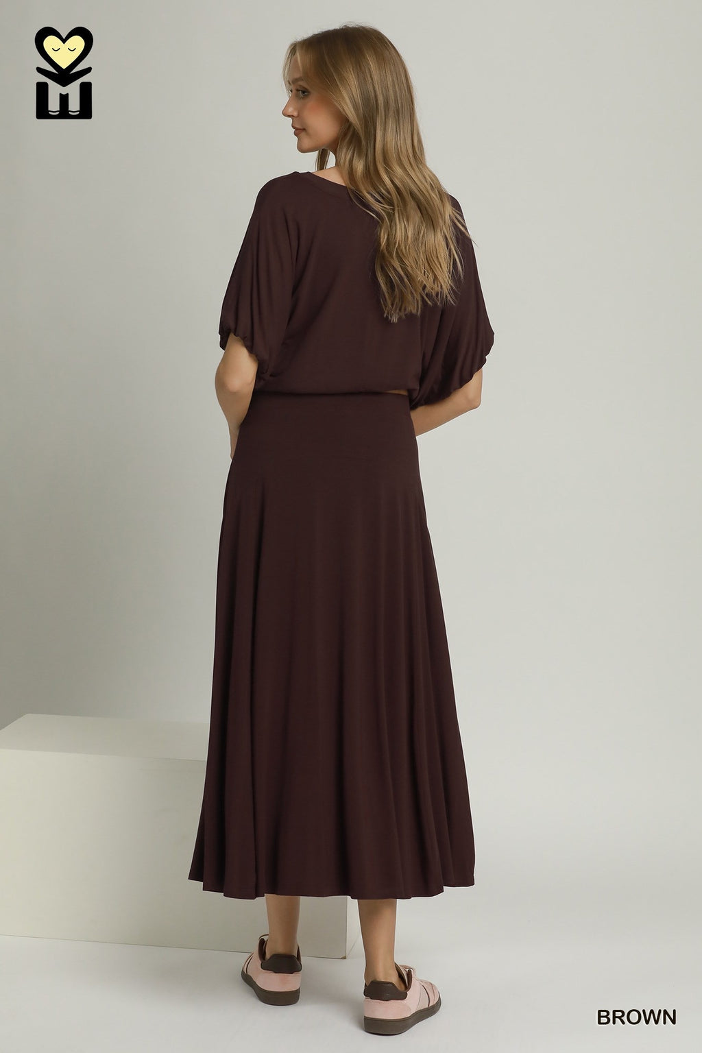 Ember Brown Shirt & Skirt Set