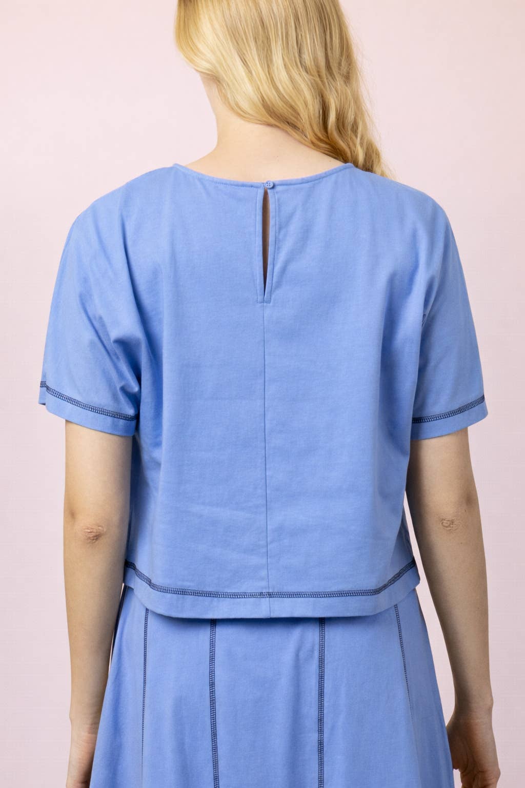 NT12673-Stitch Detail Casual Knit Top