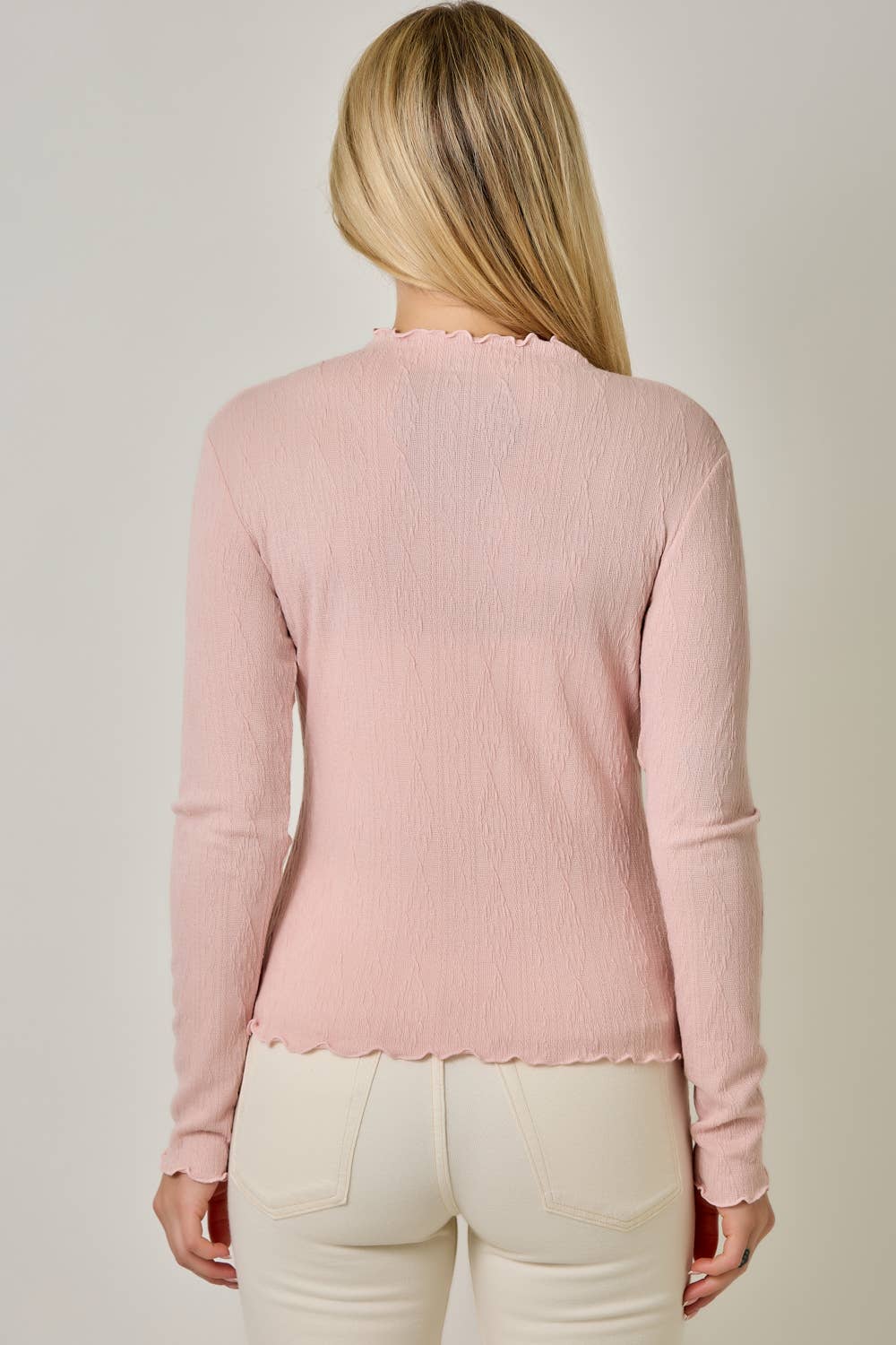 61584 Cable Knit Mock Neck Top