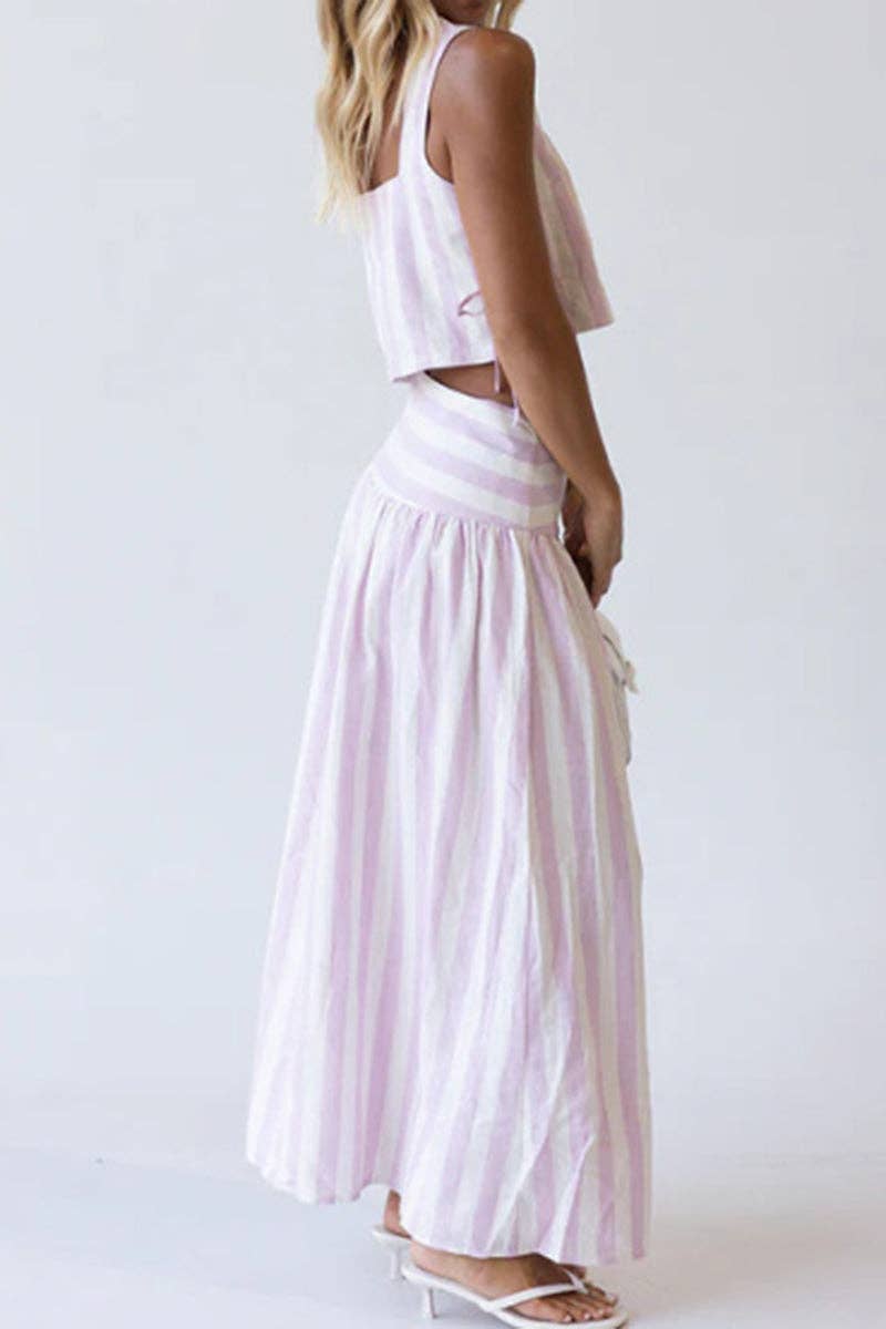 Striped Two-Piece Skirt Set