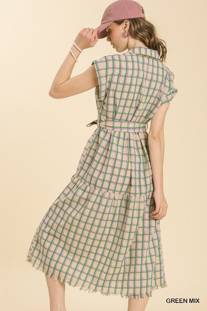 Meadow Check Midi Dress