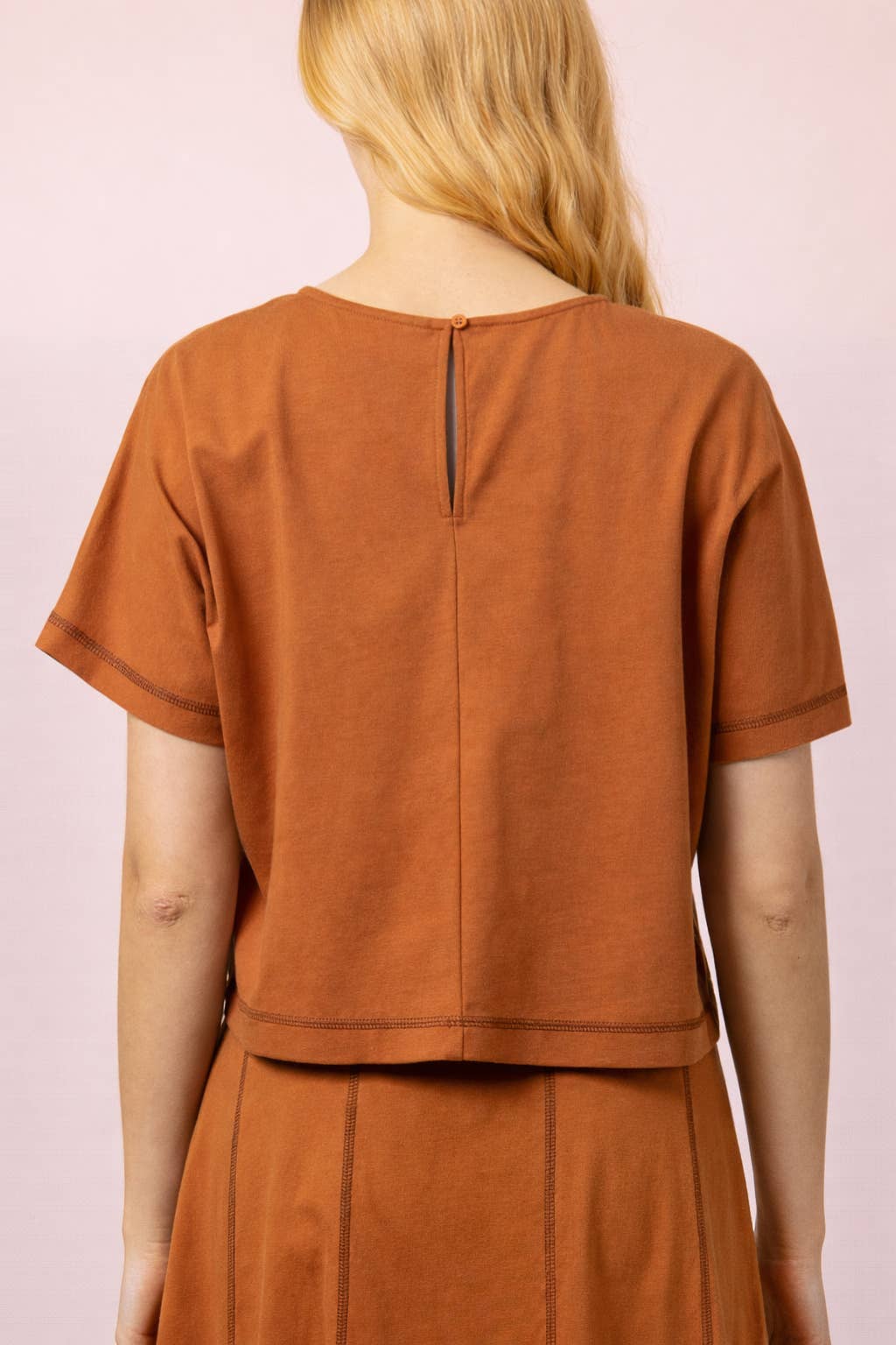 NT12673-Stitch Detail Casual Knit Top