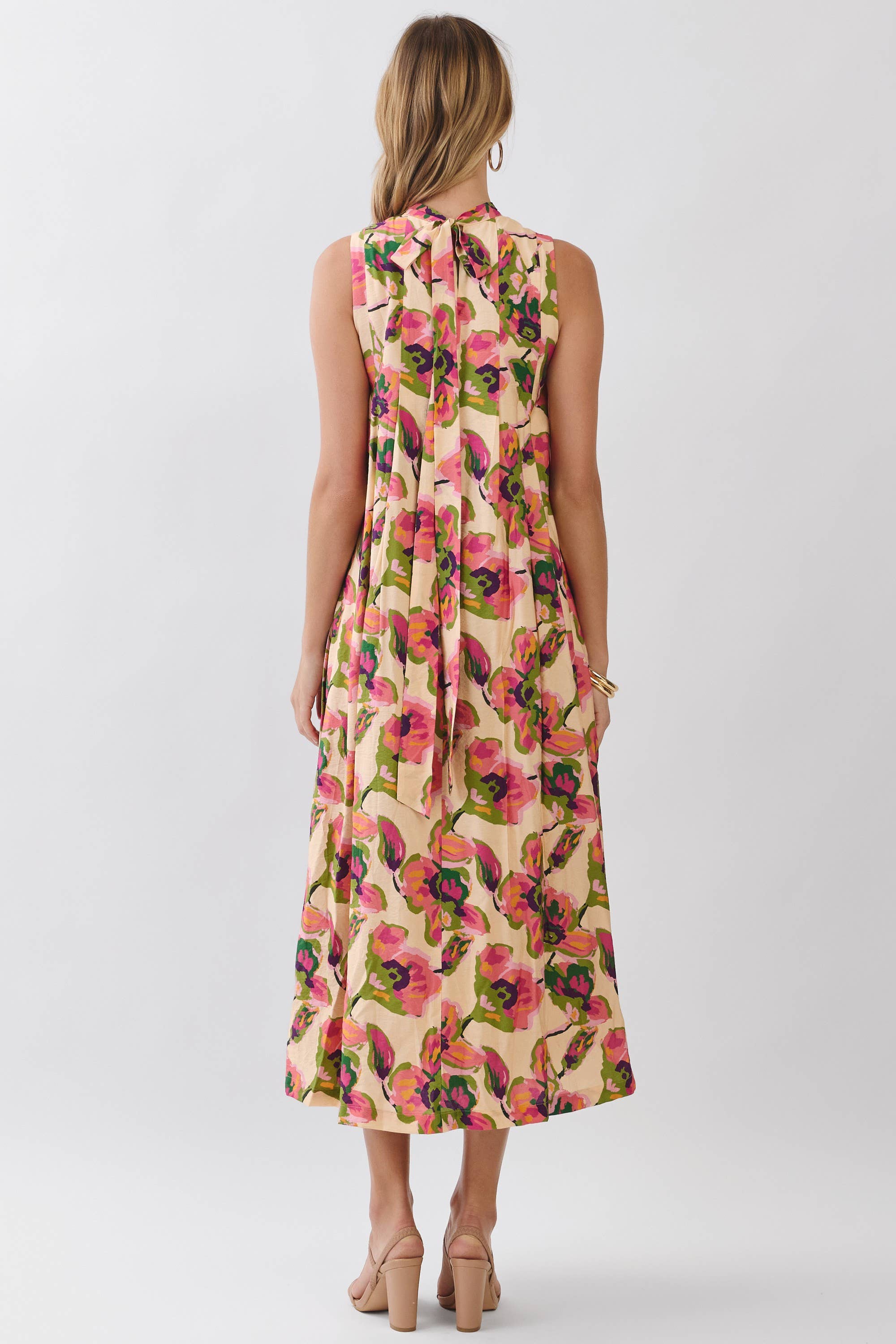 Darcy Floral Print Sleeveless A Line Maxi Dress