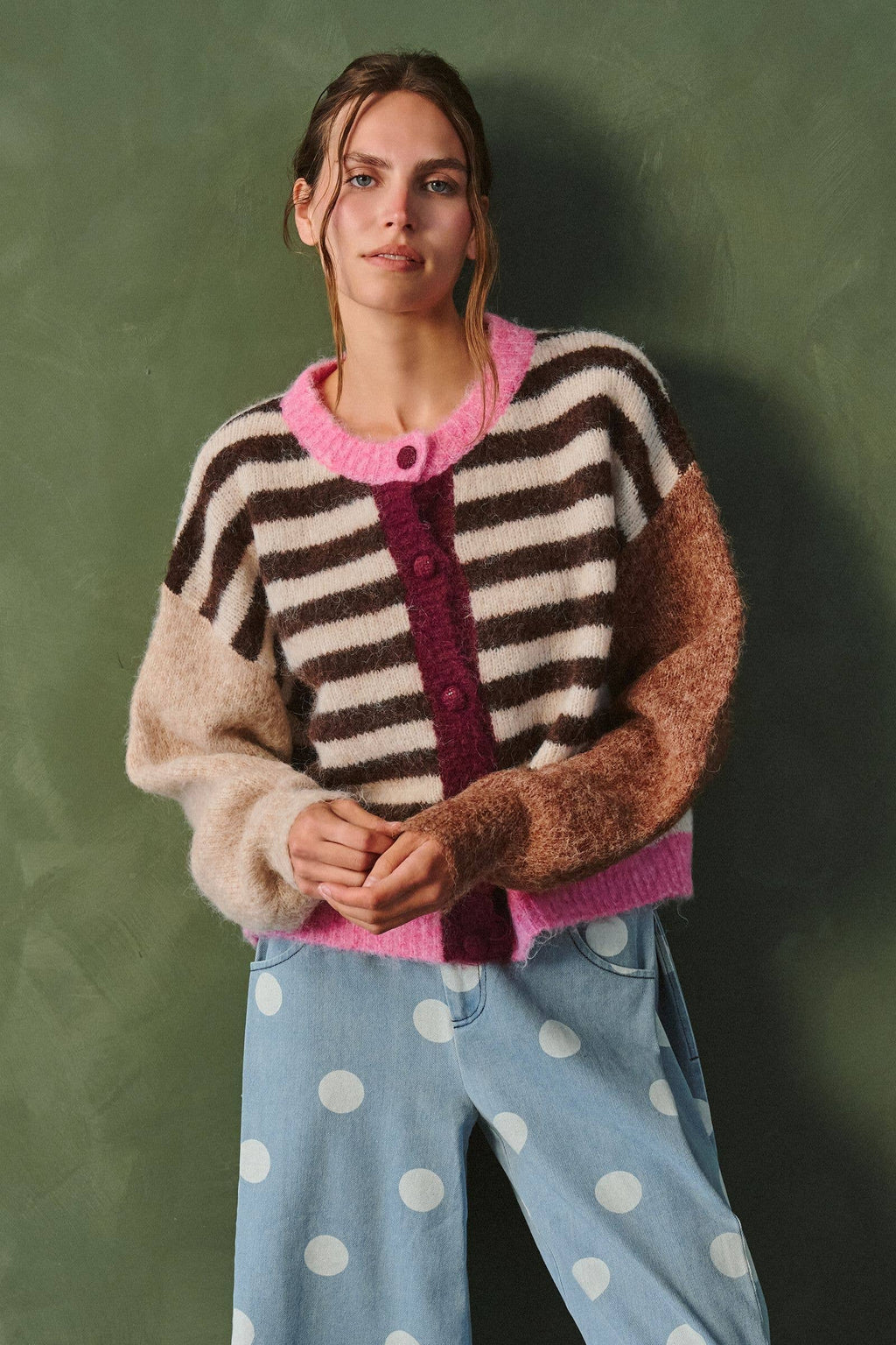 COLOR POP STRIPE KNIT CARDIGAN