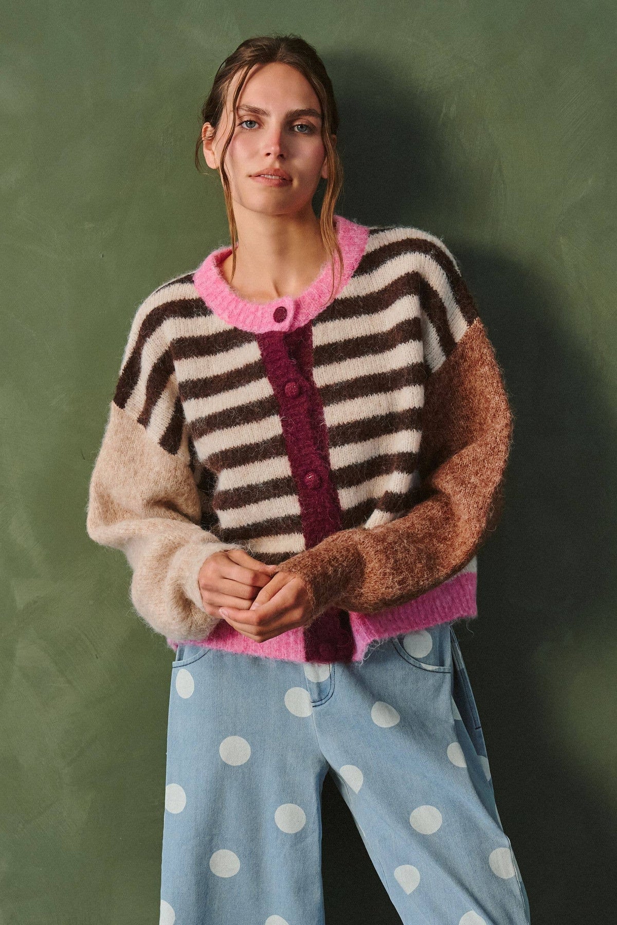 COLOR POP STRIPE KNIT CARDIGAN