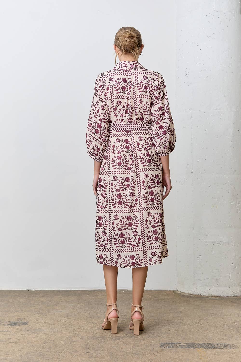 BORDER FLORAL PRINT SHIRT DRESS