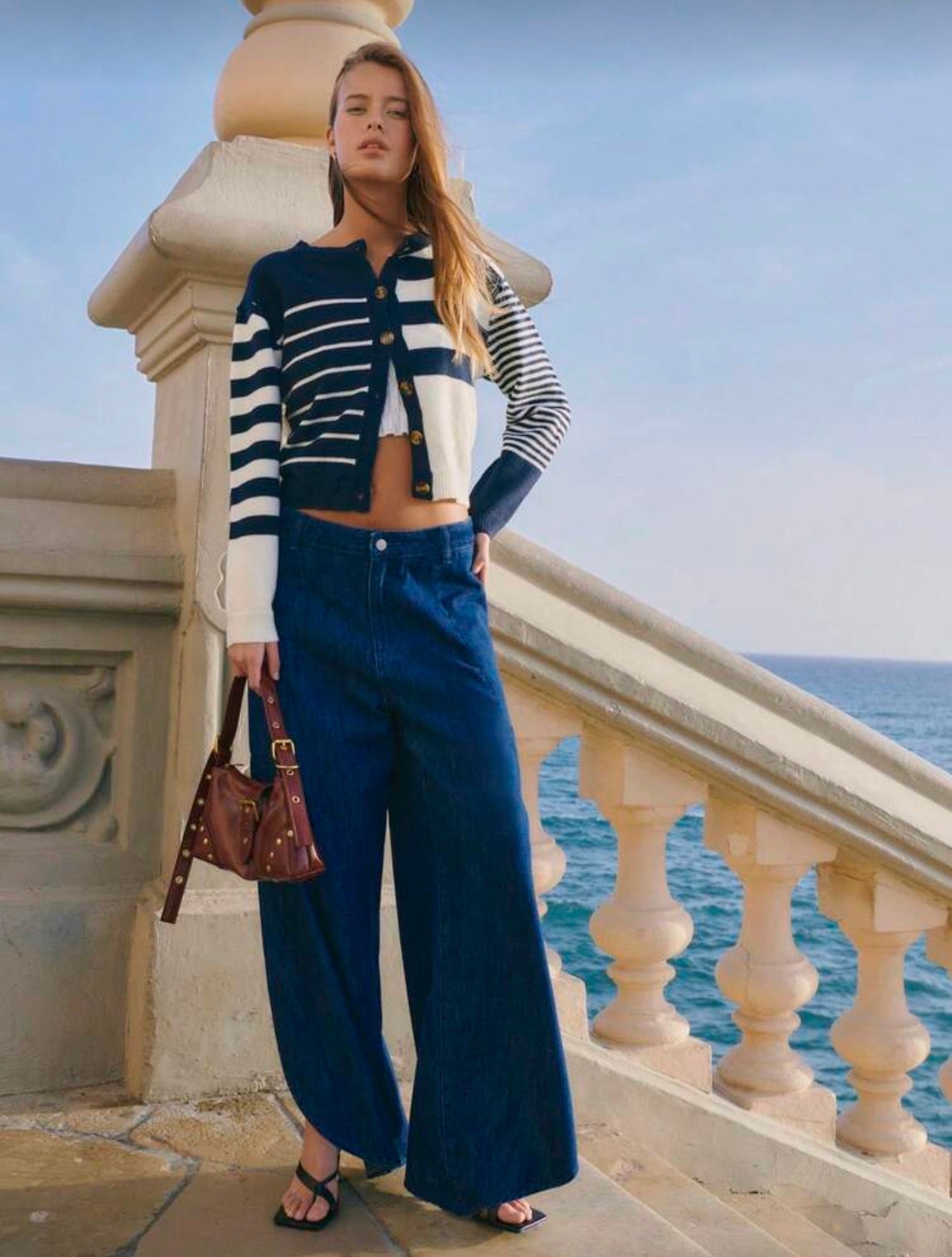 Striped Navy Cropped Sweater