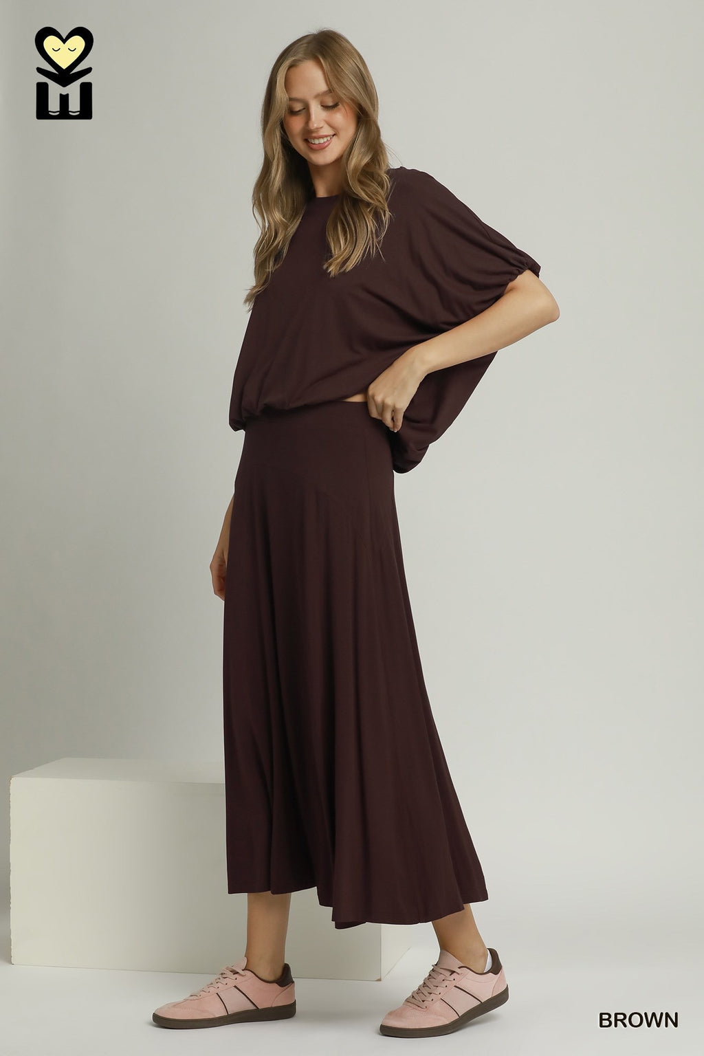 Ember Brown Shirt & Skirt Set