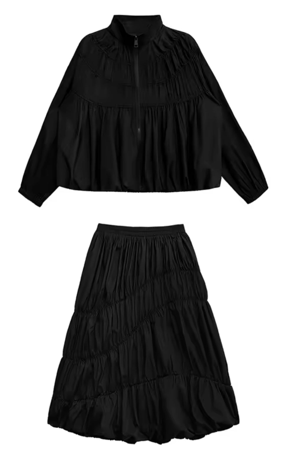 Black Wave Shirt and Skirt Set