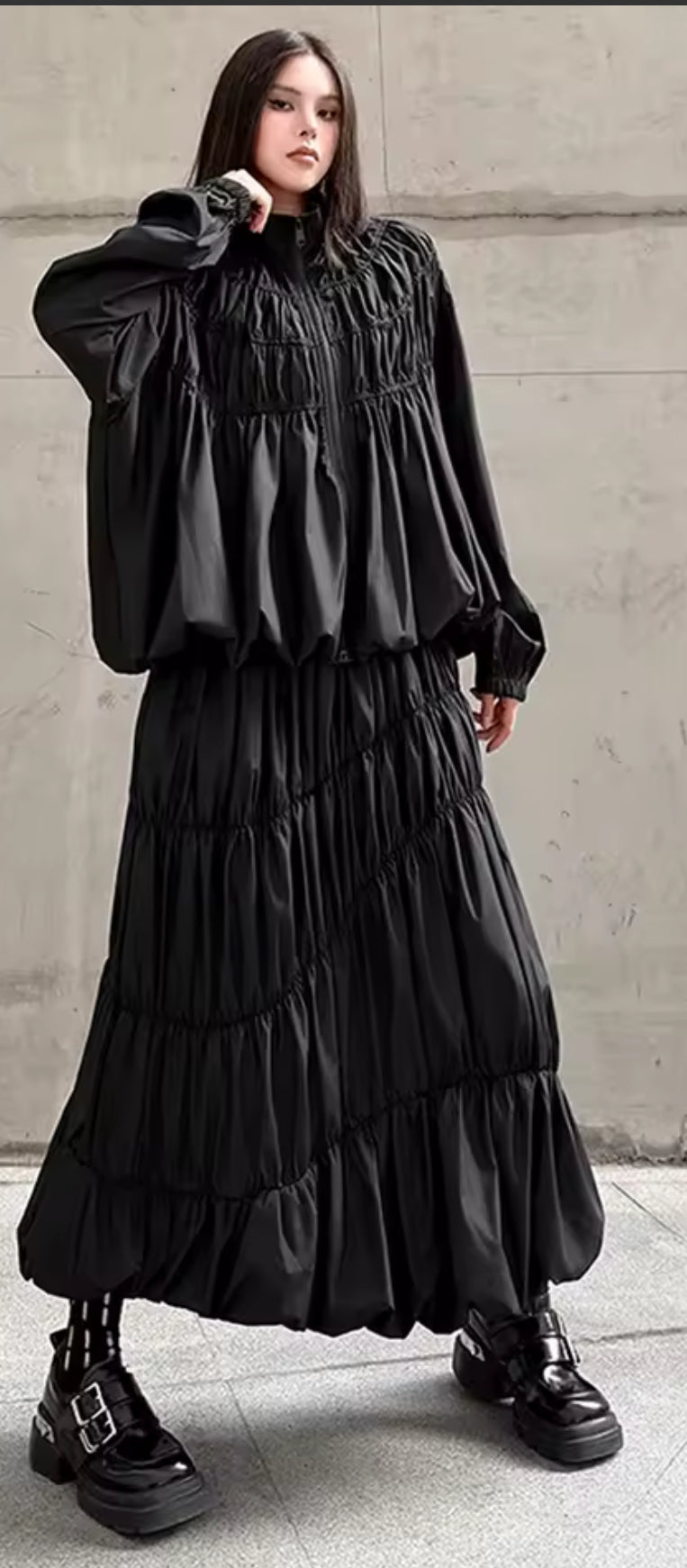Black Wave Shirt and Skirt Set