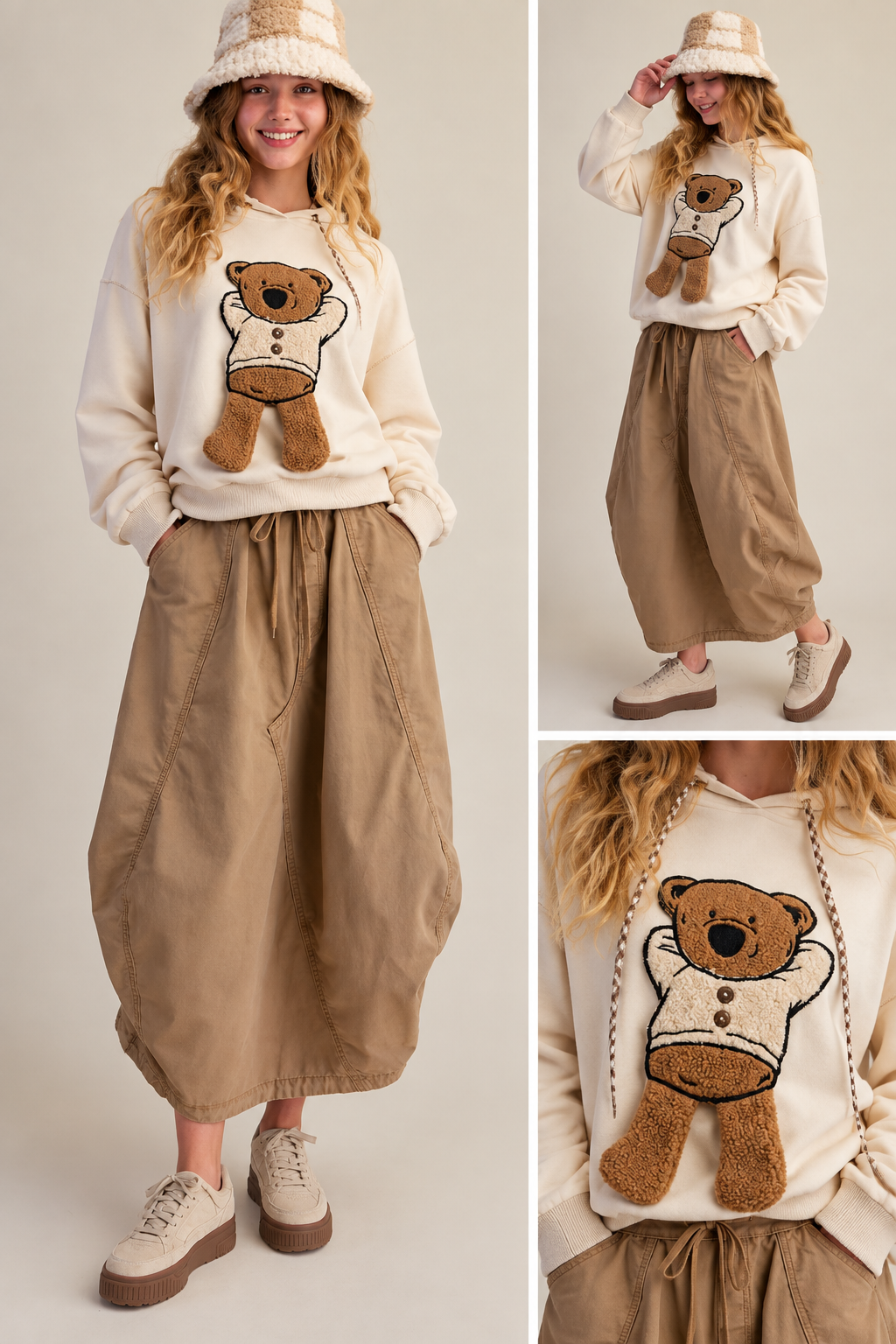 Teddy Bear Patched Hoodie
