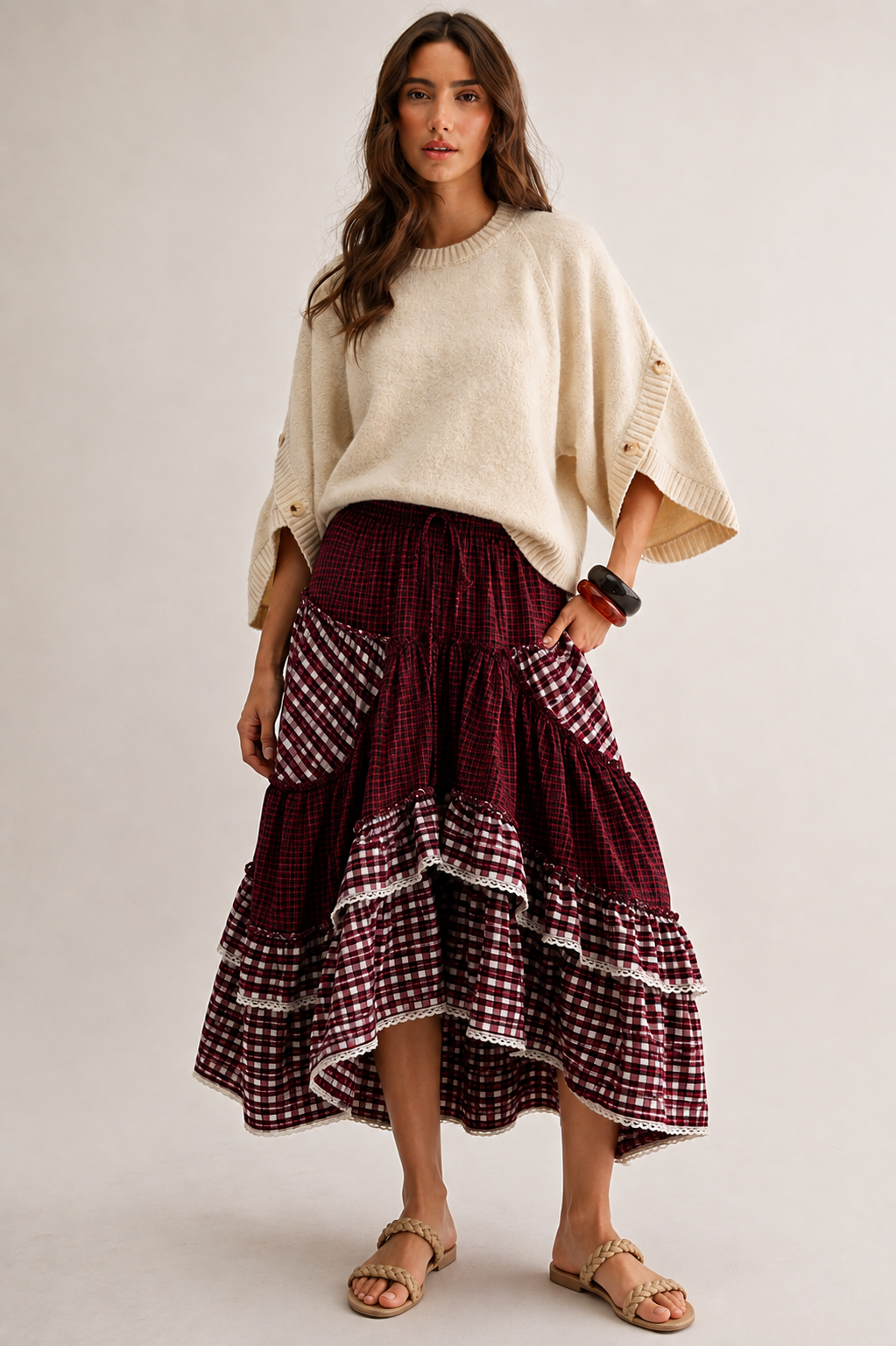 Layla Plaid Tiered Skirt