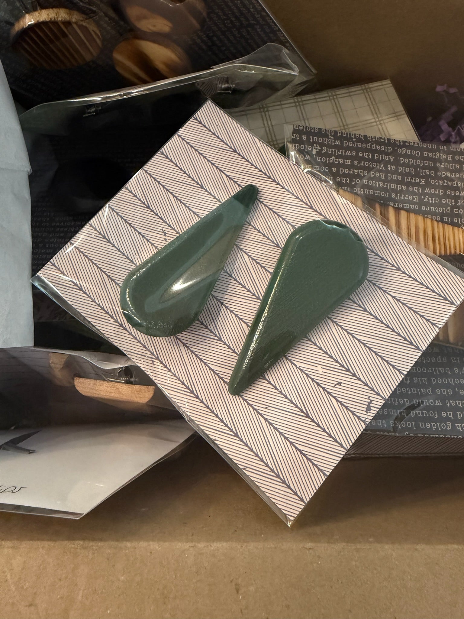 Green Wooden Hairclips