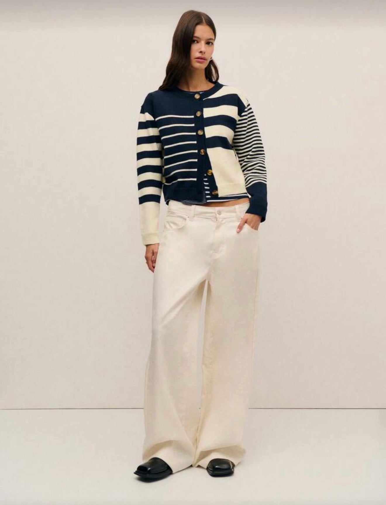 Striped Navy Cropped Sweater