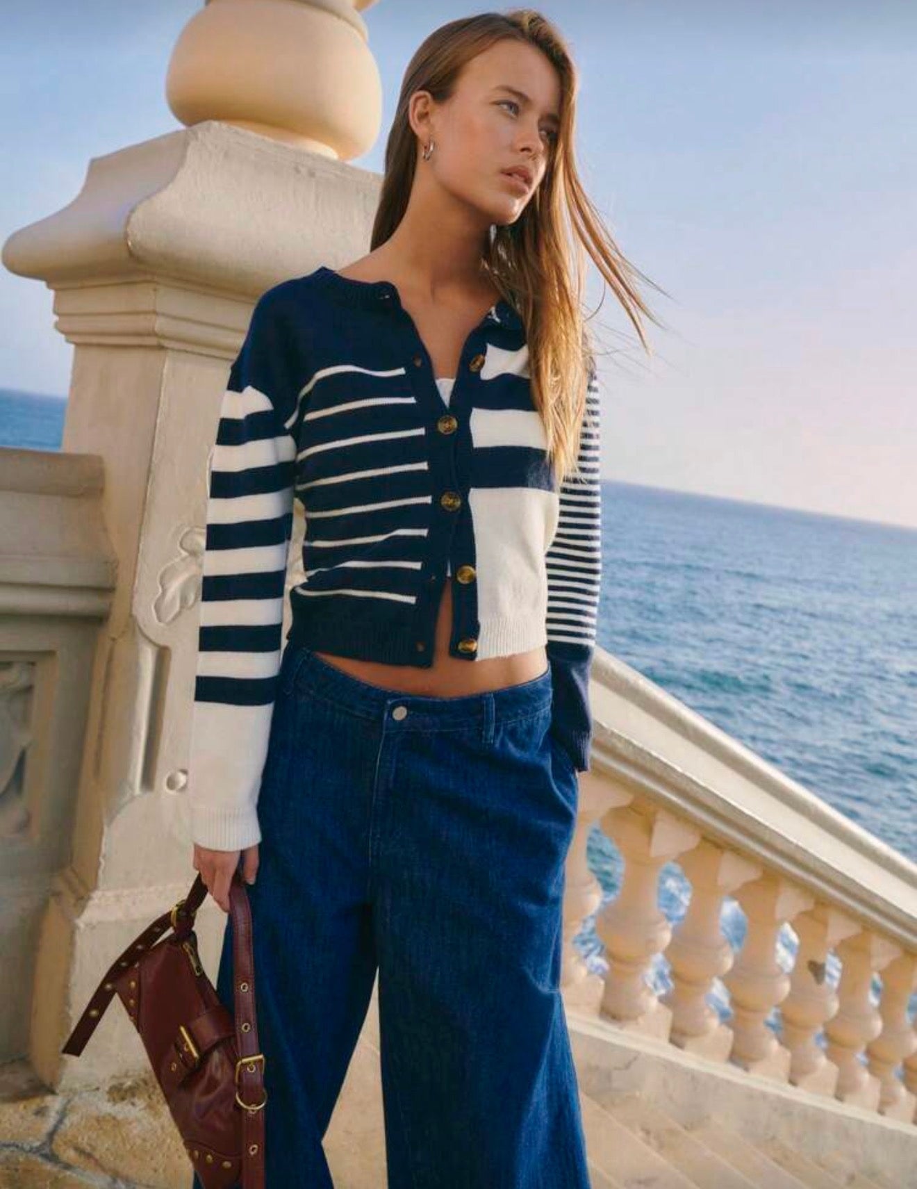 Striped Navy Cropped Sweater
