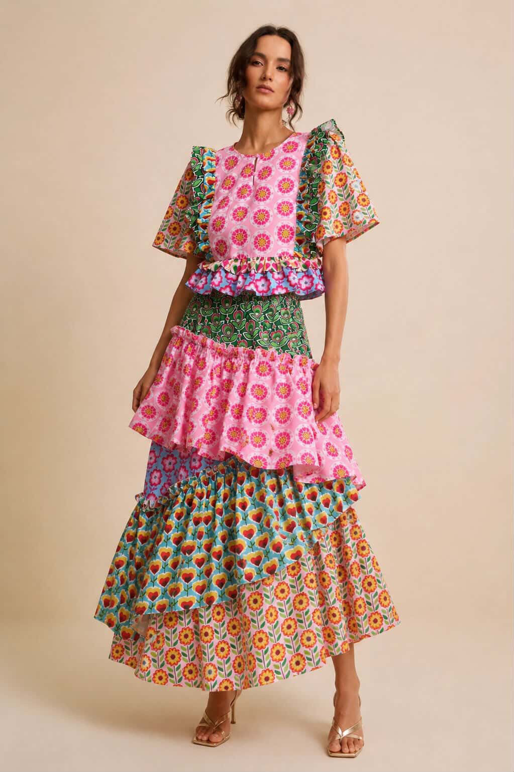 Rose Shirt & Skirt Set