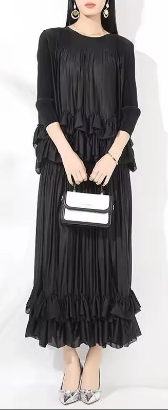 Midnight Ripple Shirt & Skirt Set